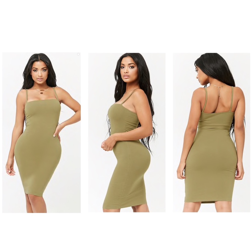 Olive Bodycon Midi Dress